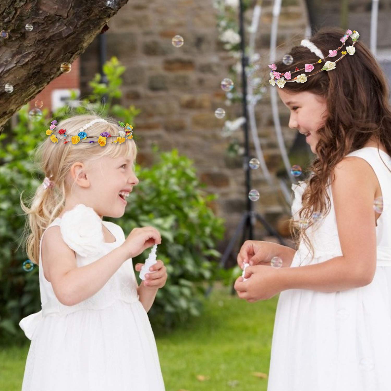 B bangcool LED Flower Crowns Headband, Light Up Flowers Wreath Hair Hoop Floral Headpiece Bulk Photograph Prop for Girls Women Wedding Graduation Festival Holiday Christmas Halloween Party(10PCS)