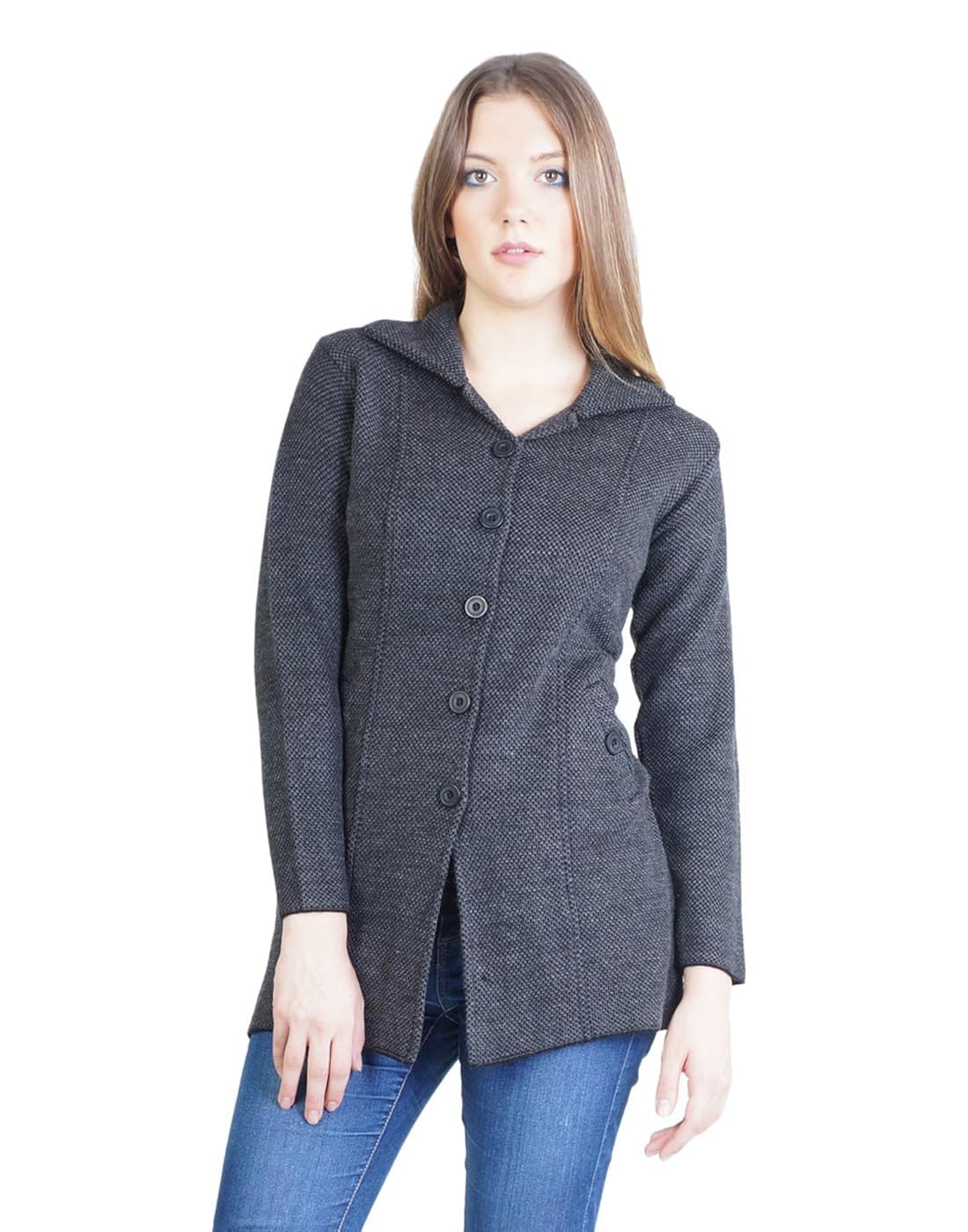 montrex acro wool winter long coat for women, girls (grey)