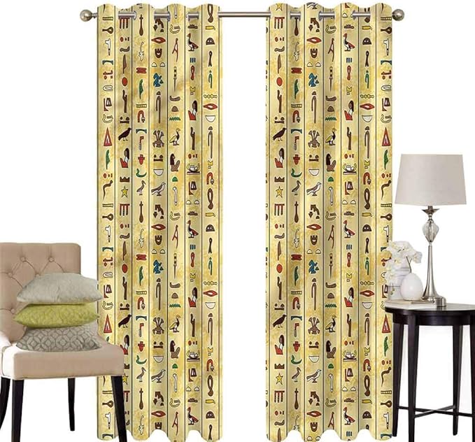 hengshu Egyptian Room Darkening Curtains for Bedroom Colorful Icons
