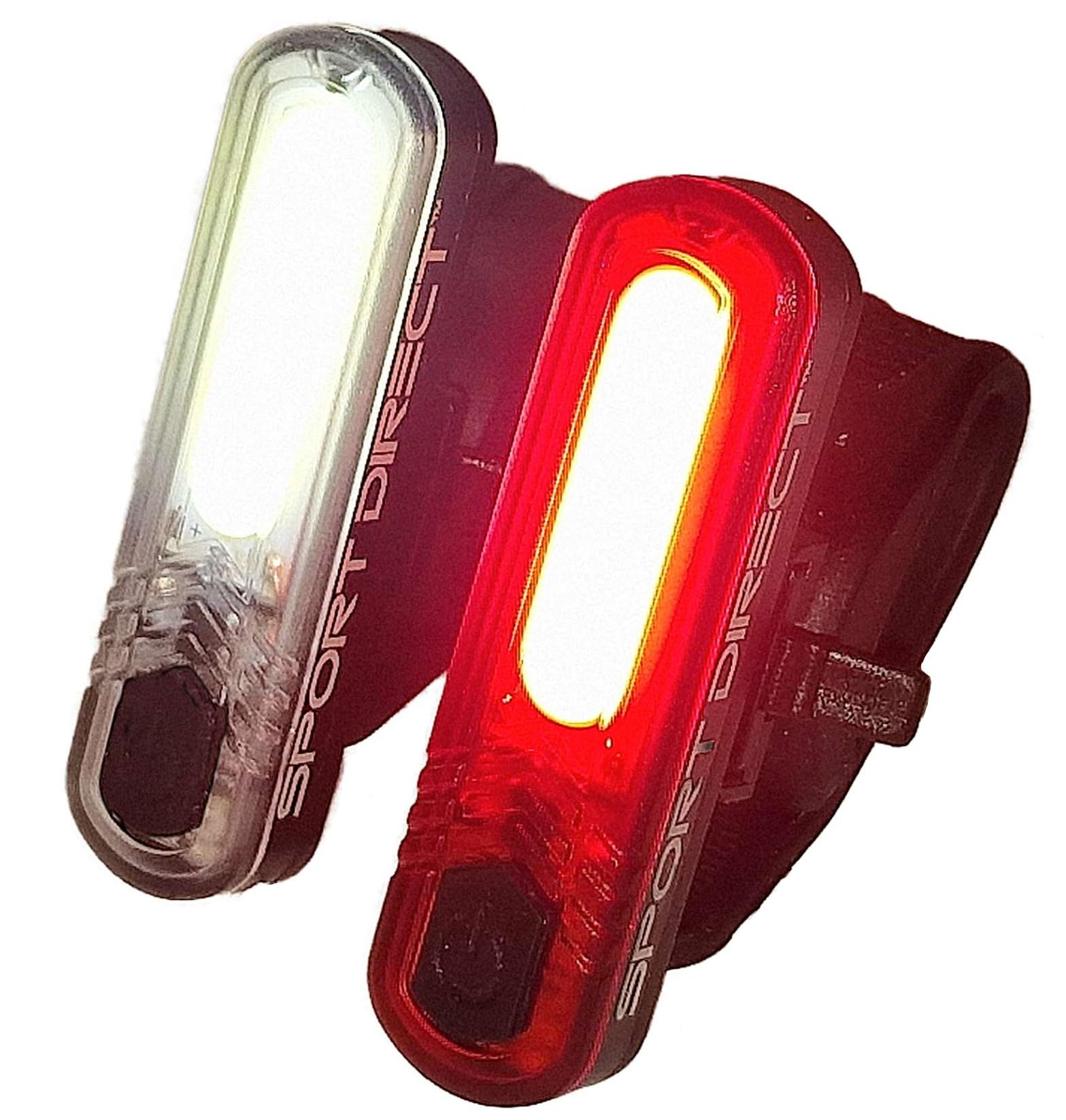 Sport Direct™ Superbright 130 Lumens Front/Rear Bicycle/Bike USB Rechargeable set. 20xCOB LED's Visibility 800m+ IPX8 Waterproof *SEE 360 VIDEO*