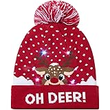 chicolife Unisex Natale Cappello Colorato Accendere Natale Cuffia Cappello Maglia Lavorato per Uomini Donne Ragazzi Ragazze Partito/Dance/Birthday