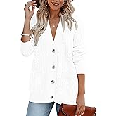 MEROKEETY Cardigan Sweater for Women 2026 Fall Winter Spring Cable Knit Button Up Open Front Long Sleeve Coat