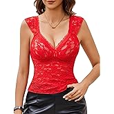 Avidlove Lace Tops for Women V Neck Mesh Crop Top Sleeveless Lace Tank Top Sexy Y2k Shirt Going Out Outfits 2025 Trendy