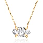 TONTMY STUDIOS Gold Necklace for Women 14K Gold Plated Simple Chain Cubic Zirconia Pendant Necklace Cute Rhinestone Solitaire Necklace Dainty Gold Jewelry for Women