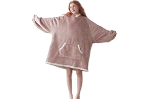 COOVA Wearable Blanket Hoodie, Oversized Flannel&Sherpa Hooded for Women and Men, Cozy Sweatshirt with Giant Pocket