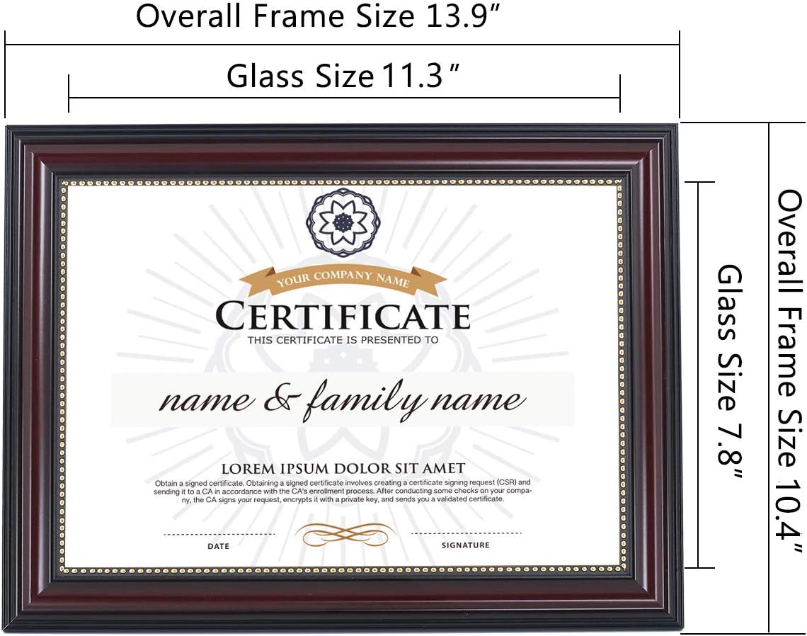GraduationMall A4 Certificate Frame Diploma Frames Document Picture Holder Glass Wall & Tabletop Design,Mahogany with Gold Beaded - Image 4