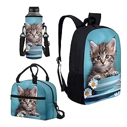Glomenade Kids School Bags Cute Cat Floral Print