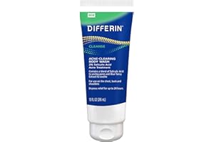 Differin Acne Body Wash by the makers of Differin Gel, Acne Treatment Cleanser with Salicylic Acid, Cream to Lather Formula for Back, Chest, Shoulders, 10 Oz.