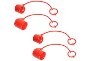 SIGNITE 2 Sets, 3/8 Skid Steer Bobcat Hydraulic Cap Flat Face Air Coupler Cover Male Female Dust Caps and Plug,Fits ISO 16028 Hydraulic Quick Disconnects with Hose (Red)