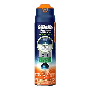 Gillette Fusion ProGlide Sensitive 2 in 1 Shave Gel, Alpine Clean, 6 Ounce (Pack of 6)