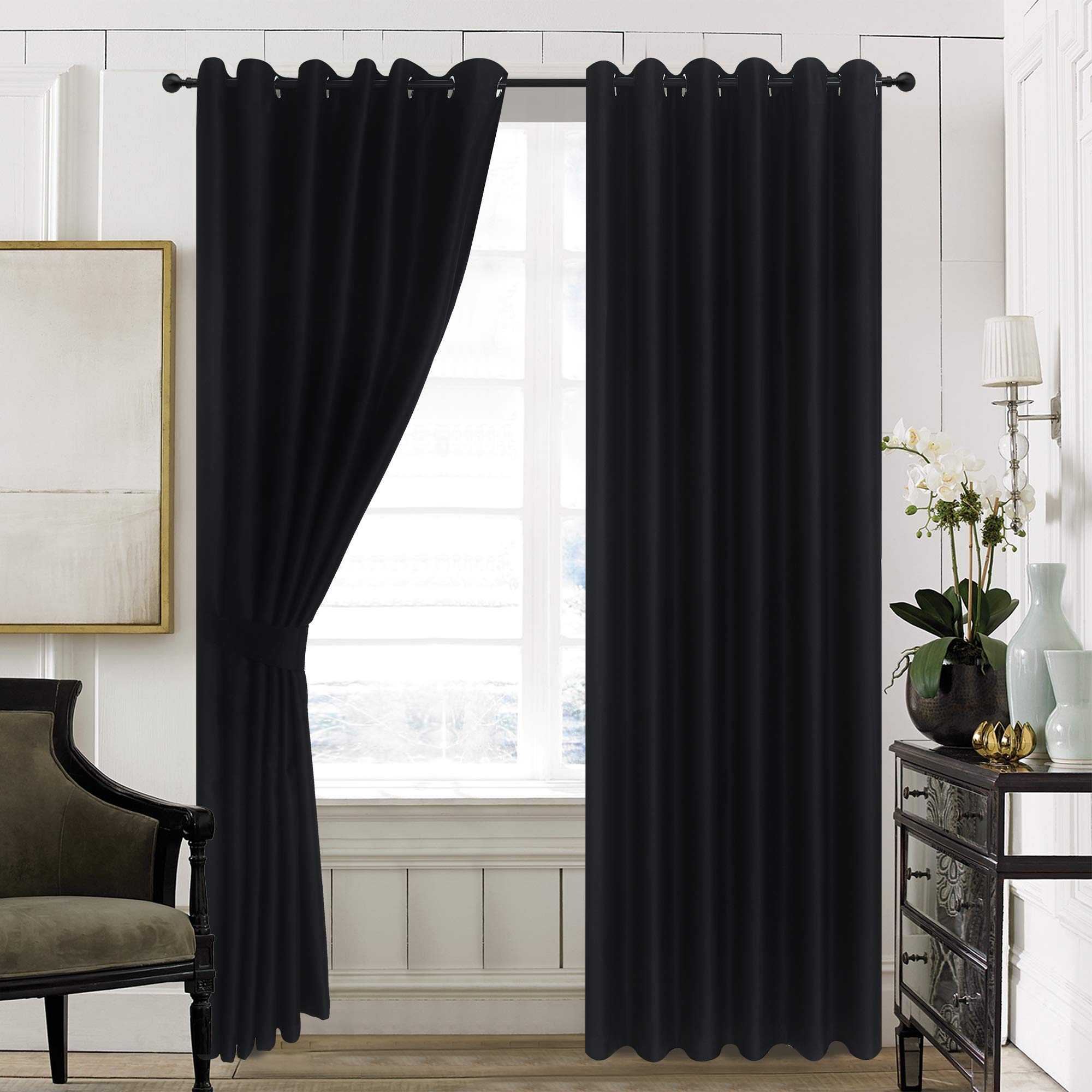 ZIMEL HOMES-Thermal insulated curtains-Soft Thick Decorative panel Blackout Curtains -6 colors and 7 Eyelet Ring Top Pair — image 1