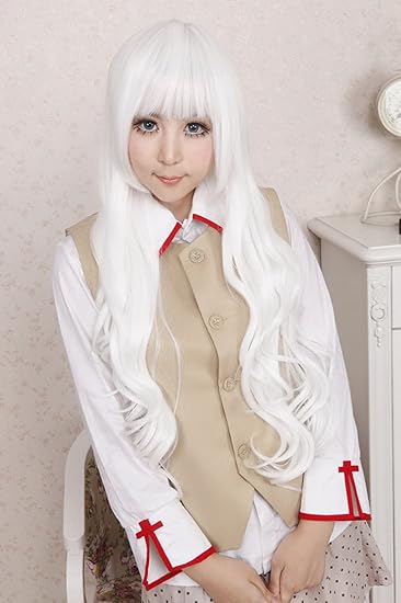 Amazon Co Jp 白色長い巻き髪 天使禁猟区 ロシエル コスプレウィッグ 服 ファッション小物