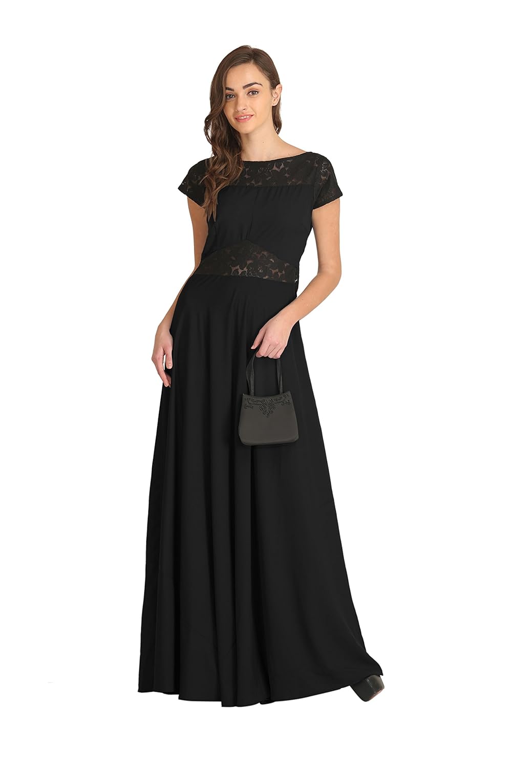 raas pr&ecirc;t women's crepe flared gown w/lining