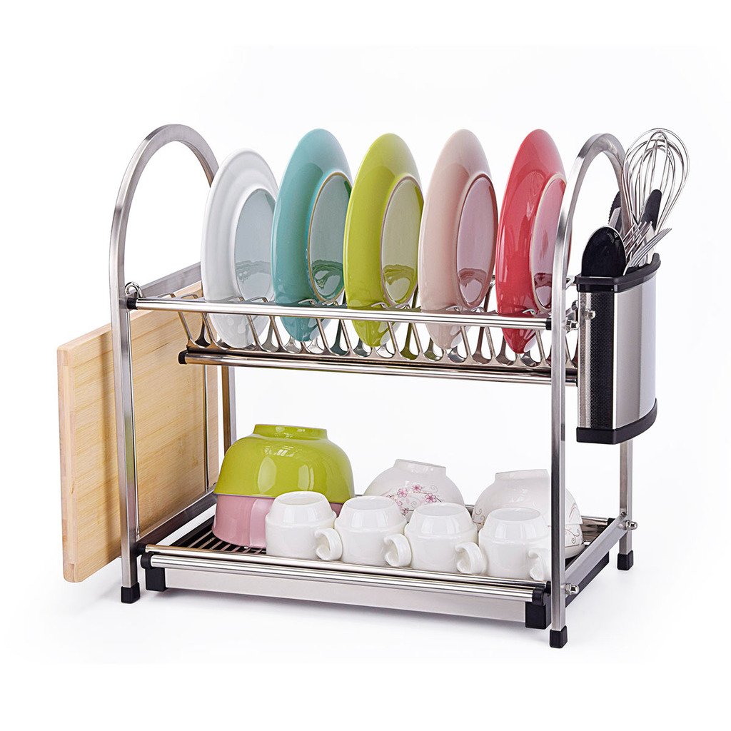 Toplife 2 Tier Stainless Steel Dish Drainer Drying Rack Amazon.co.uk