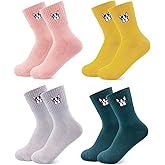 Jinny's Shoppe Women’s Novelty Cute Crew Socks – 4/5 Pairs Colorful Soft Cozy Lovely Cotton Socks for Everyday Casual Wear