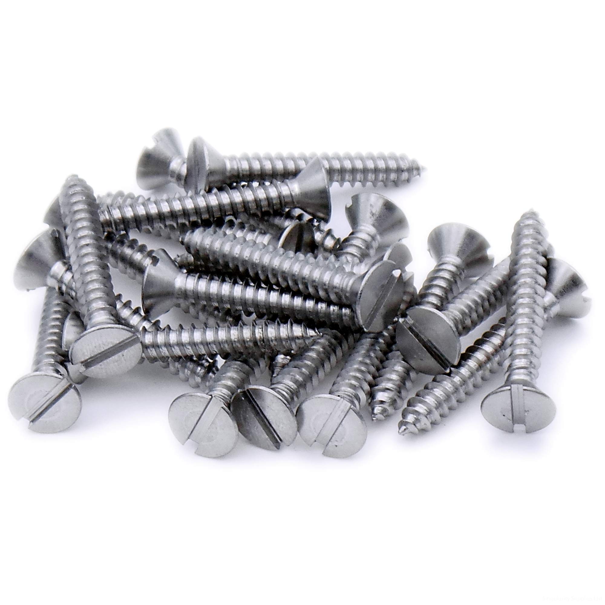 No.8 x 1.25 (4.2mm x 32mm) Slot Countersunk Self-Tapping Screw - Stainless Steel (A2) (Pack of 20)
