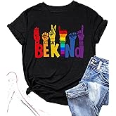 PECHAR Be Kind Shirt for Women Sign Languag Hand Graphic T Shirts Kindness Short Sleeve Inspirational Tee Tops