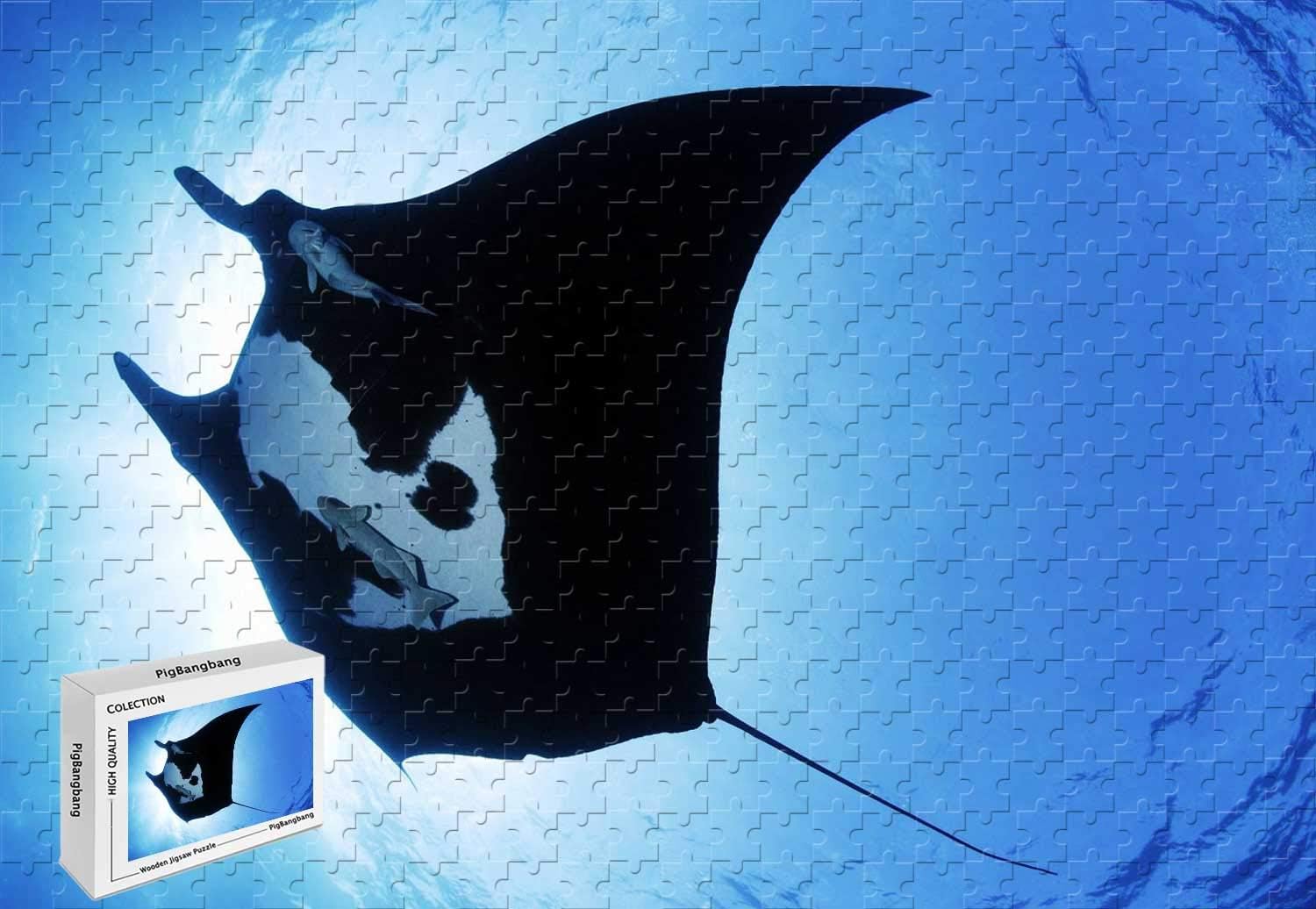 Amazon.com: 1000 Piece Jigsaw Puzzle - Manta Ray Sea Creature Basswood Materials 29.5 X 19.6 Inch: Toys \u0026 Games