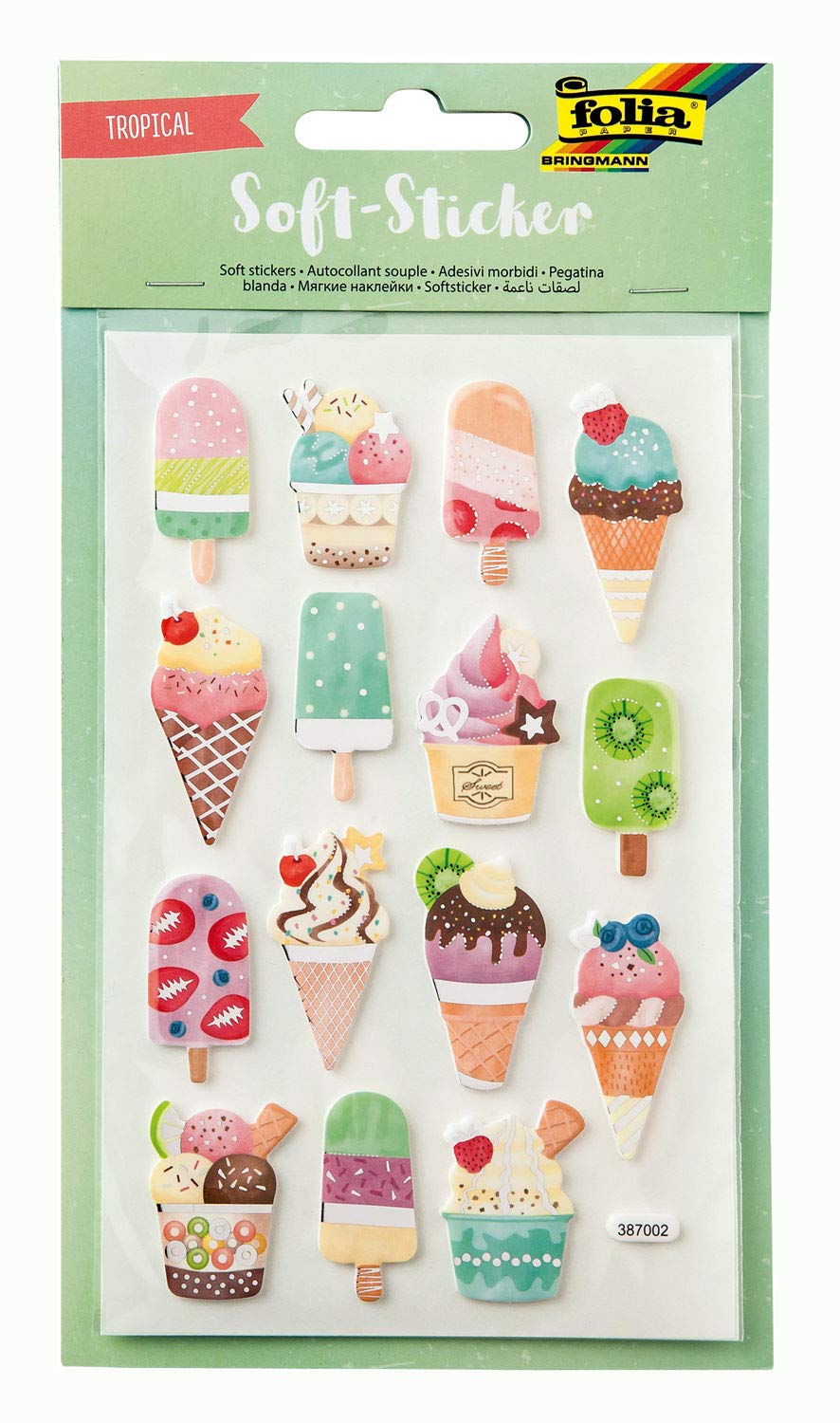 Soft Sticker Tropical Foam Stickers with Hot Foil Finish, 28 Assorted Stickers, Ideal for Decorating Greeting Cards, Crafts and Scrapbooking