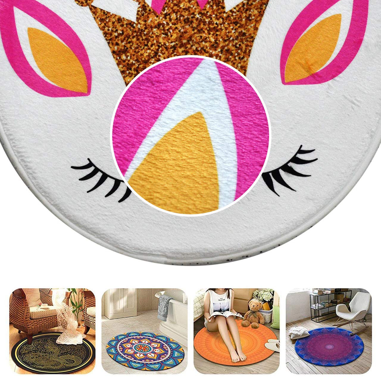 Salon Chambre Salle De Bain Cuisine Enfants Bebe Chambre Moquette Tapis De Sol Decor A La Maison Licorne 60x60cm Lb Tapis Rond Tapis De Jeu Decoration De La Maison Decoration De Chambre D Enfant