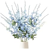 Uznaeoi Blue Delphinium Artificial Flowers,6PCS Realistic Fake Hyacinth Flowers 42.5 in Long Stem Faux Silk Flowers Bulk for Tall Vase Table Centerpiece Wedding Home Decoration(Blue)
