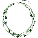 S.J JEWELRY Multi Strand Beaded Necklaces for Women Colorful Beaded Necklace Boho Necklaces for Women Summer Beach Pearl Choker Layered Necklace