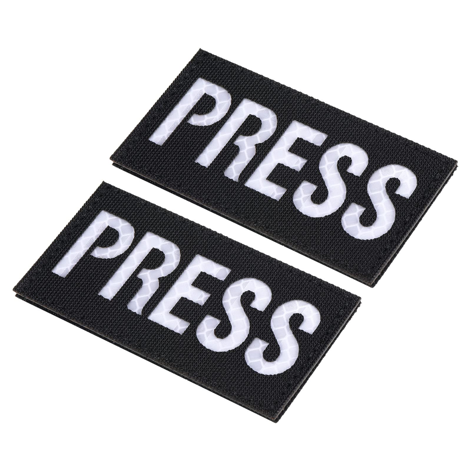 PATIKIL Reflective Press Patch 2x3.5, 2 Pcs IR Infrared Hook and Loop Fastener Applique Armband Badges for Clothes Backpack, White