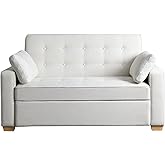 Serta Ainsley 66.5" Convertible Sleeper Loveseat, Full Size, Dreamcoil Comfort, Soft Woven Fabric, Oyster