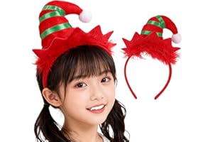 LKQBBSZ Christmas Elf Hat Headband, Elf Hair Hoops Santa Headpiece Xmas Party Costume Accessory