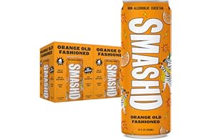 SMASHD Non-Alcoholic Mocktails Beverage with Flavored Sparkling Water | Whiskey alternative with No Artificial Flavors, with electrolytes, Low Calories| 12 Oz (Orange Old Fashioned, 12 Pack)