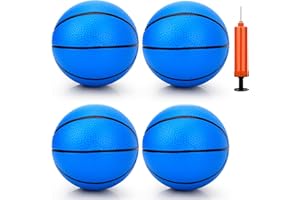 ANZMTOSN 7 Inch PVC Mini Basketball for Indoor Basketball Hoops, Soft 7" Rubber Small Replacement Basketball for Over Door Basketball Hoop Sets, Little Basketballs for Kids (4 PCS with Air Pump)