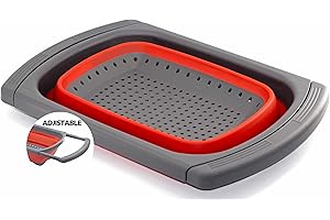 Anaeat Collapsible Colander 6-Quart, Food Grade Kitchen Colanders Over The Sink Strainers with Steady Base, BPA Free Folding 
