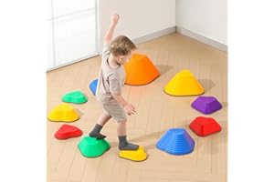 MOCUTEEN Stepping Stones for Kids 11pcs Non-Slip Plastic Balance River Stones for Toddler Activities Sports & Outdoor Kids Balance Play Equipment Toys. Toddler Ages 3+ Years Old