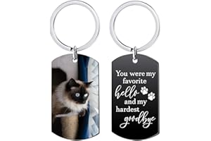Funnylife Custom Keychain with Cat Photo Pet Picture Keychain Personalized Cat Memorial Gifts - Sympathy for Loss of Cat