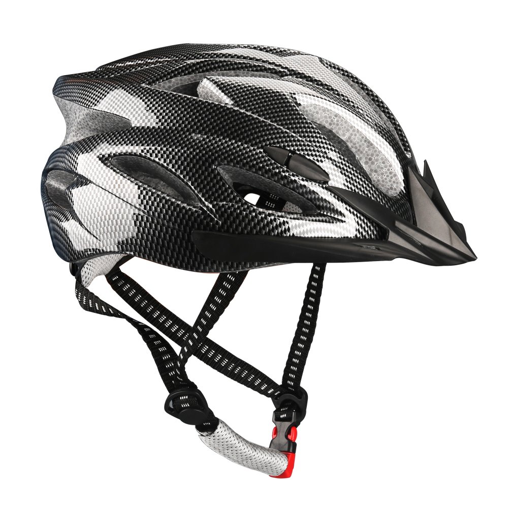 Uzexon Casco ciclista de ciclismo de MTB (18 aberturas), adultos Casco ligero unisex de bicicleta con visera desmontable y forro suave, sistema de rueda ajustable (Negro)