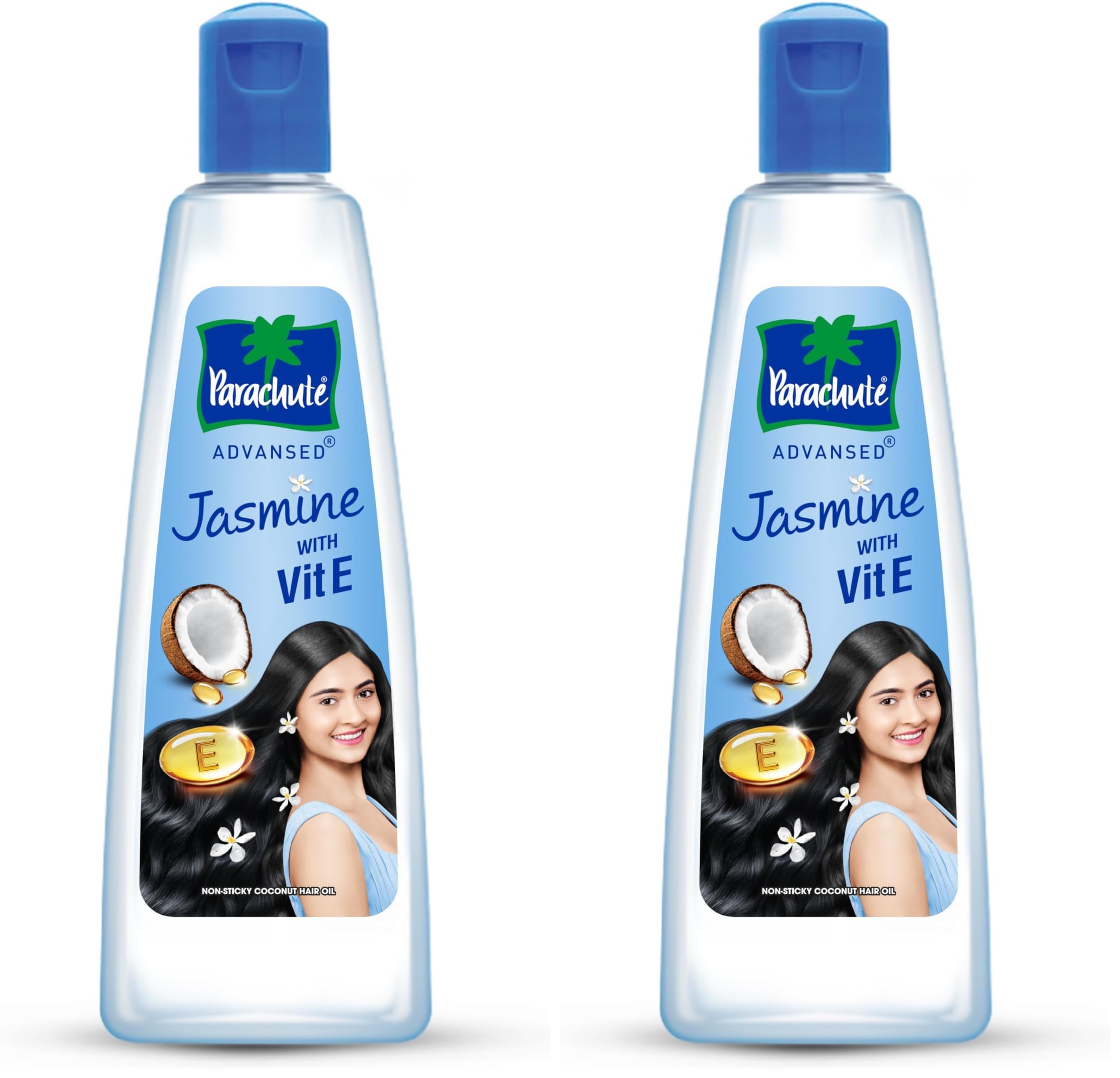 Parachute Advansed Jasmine Enriched Coconut Hair Oil with Vitamin E for Strong and Shiny Hair | Repairs and Strengthen Hair | For all hair types | (6.4 Fl Oz.) (Jasmine Oil) (Pack of 2)
