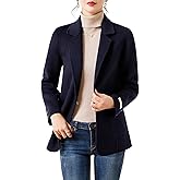 ebossy Women's Wool Pea Coat Notched Lapel 1-Button Business Office Blazer Jacket Elegant Short Coat with Pockets