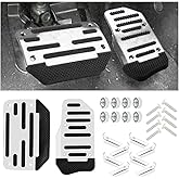 2PCS Non-Slip Car Pedal Covers, Automatic Transmission Gas Pedal Brake Pedal Cover, Aluminum Alloy Pedal Pads for Safe Driving, Car Replacement Accessories, Fit for Car SUV ATV (Silver)