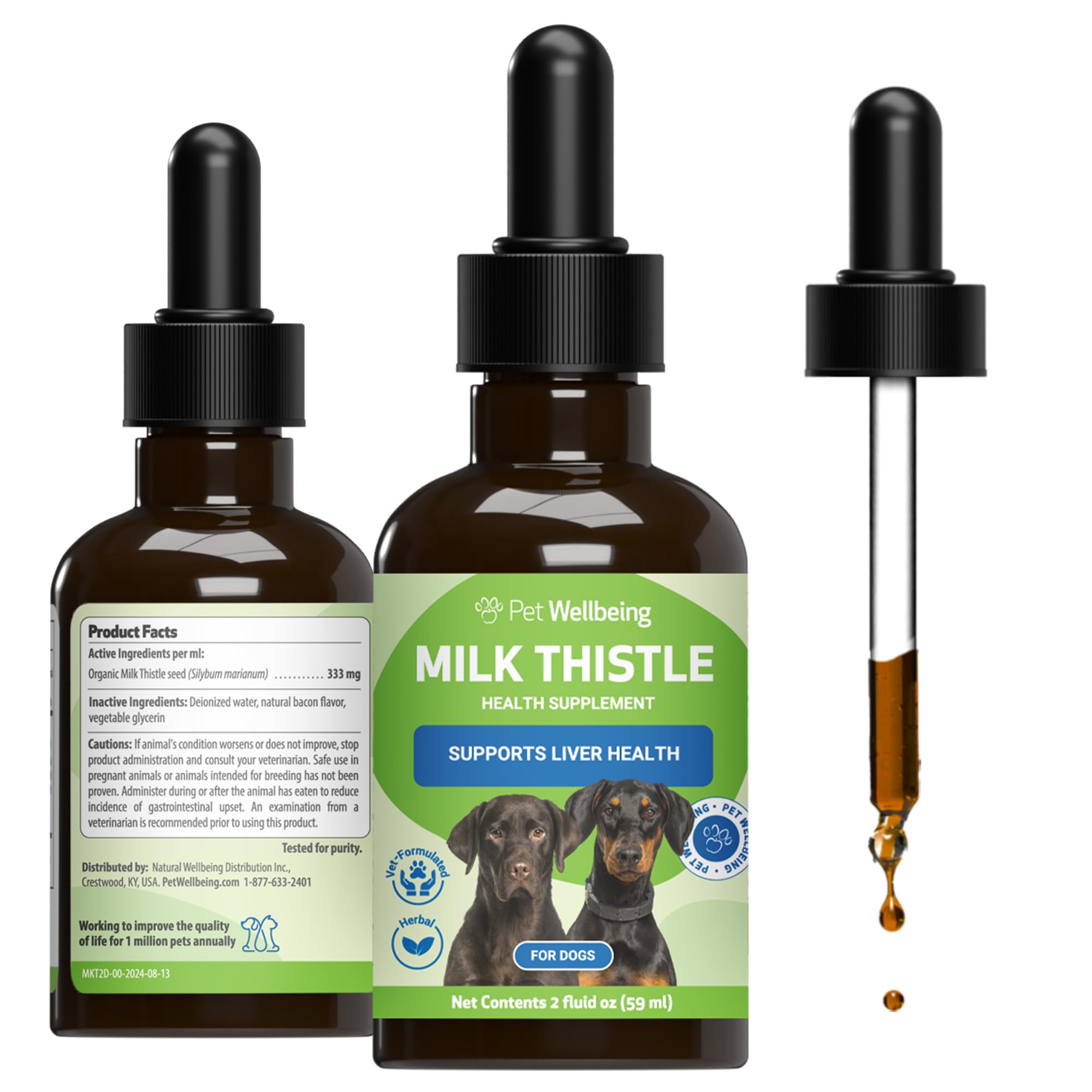 Pet Wellbeing Milk Thistle for Dogs Organic Herb, Milk Thistle Liver Detox Support - Pet Wellbeing Vet-Formulated Holistic Supplement - 2oz (59 ml)