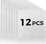 Lekebaby Classic 12 White Baseplates 10x10 32x32 Stud 100% Compatible view 1