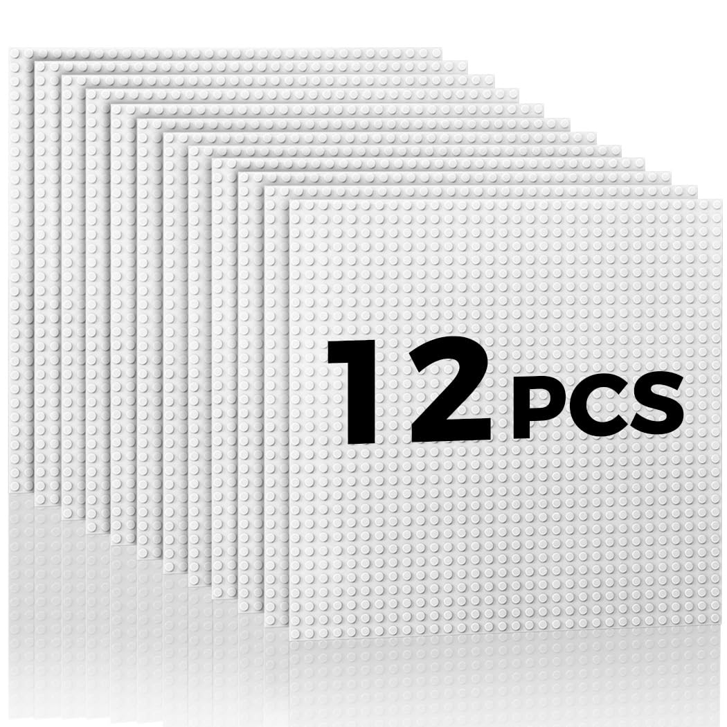 Lekebaby Classic Baseplates Building Base Plates for Building Bricks,10" x 10" Baseplates 100% Compatible with Major Brands,Pack of 12,White — image 1