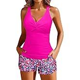 Talisea Tankini Swimsuits for Women-Two Piece Tummy Control Bathing Suit with Pocketed Shorts Twist Knot Swimwear 2025