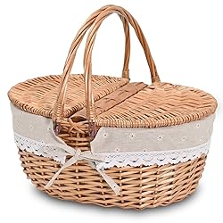 Wicker Picnic Basket with Removable Liner Empty