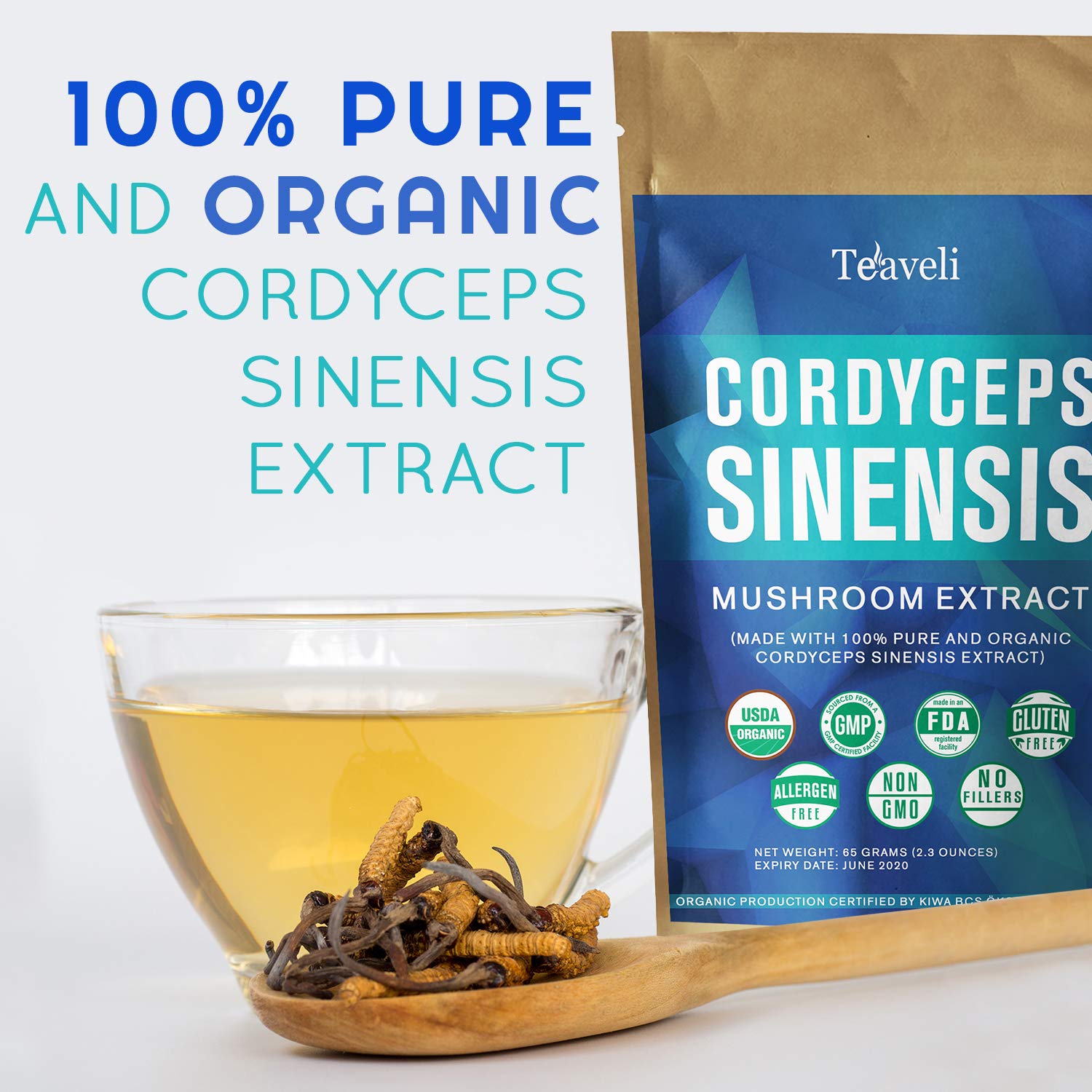 Organic Cordyceps Sinensis Mushroom Powder Extract Pure & Highly Potent USDA Certified