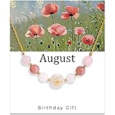 Pendlixy Birthstone Flower Necklace Handmade Month Colorful Crystal Stone Necklaces for Women Personalized Birthday Gift