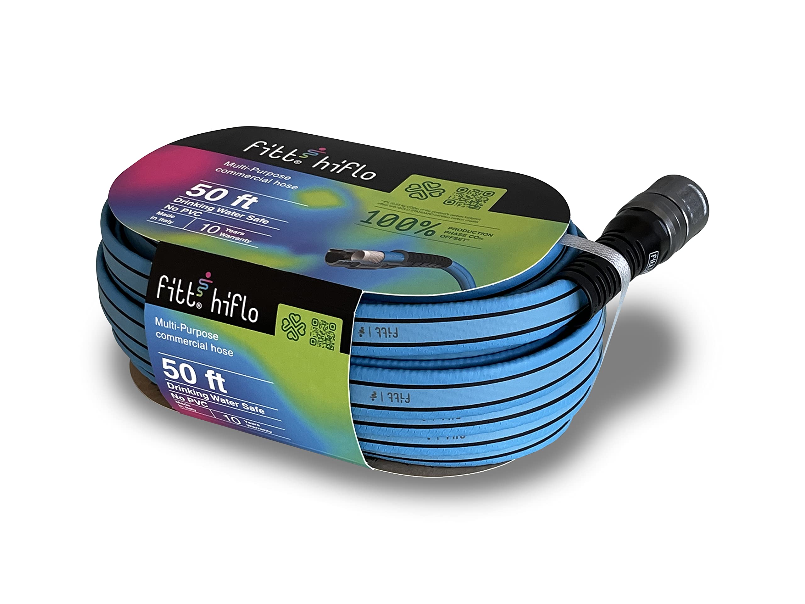 Photo 1 of FITT HiFlo Water Hose, Lightweight Ultra Flexible Durable Kink-Free Flat Multipurpose Garden Hose, Easy to Use and Long-lasting Performance, 50-Feet