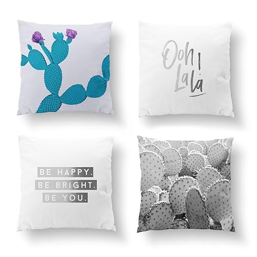 Amazon Com Set Of 4 Pillows Cactus Mint Violet Bed Pillow