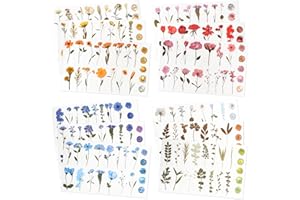 NESCCI NESSCCI Pressed Flower Themed Stickers (Assorted 240 Pieces,12 Sheets) Scrapbook Supplies,Stickers for Journaling,Dried Floral Resin Stickers,Scrapbook Stickers,Junk Journal Stickers,Laptop Stickers