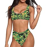 INSTANTARTS Two Piece Bikini Set Swimsuit Sport Low Crop Top Leopard Swimwear