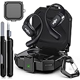 【Secure Lock】 Case for SHOKZ OpenFit Case with Cleaning Kit & Keychain, Soft TPU Cover Cover Compatible with SHOKZ OpenFit Open-Ear Earbuds True Wireless Bluetooth Headphones, Shockproof Protective